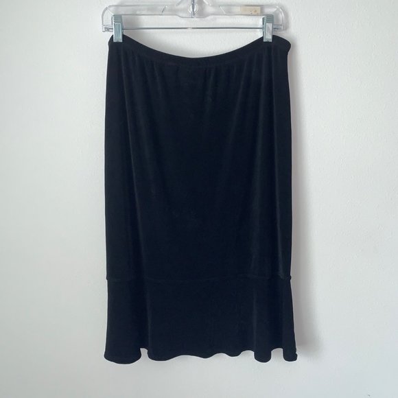 Chico’s Travelers Skirt Chico’s 2 Or Large Black Pull On Stretch Peplum Slinky - Picture 3 of 9